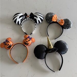 Disney Halloween Mouse Ears Headband Set - Black, Orange, and White